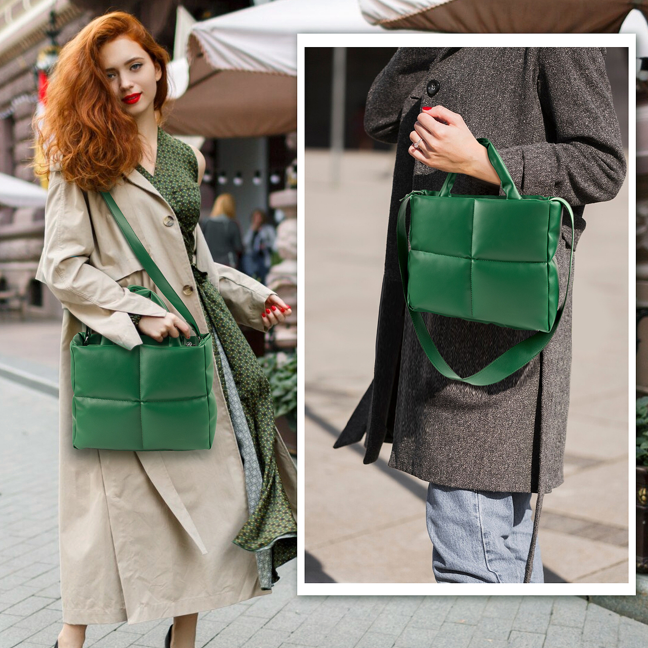 亚马逊 绿色泡芙女士包 主图