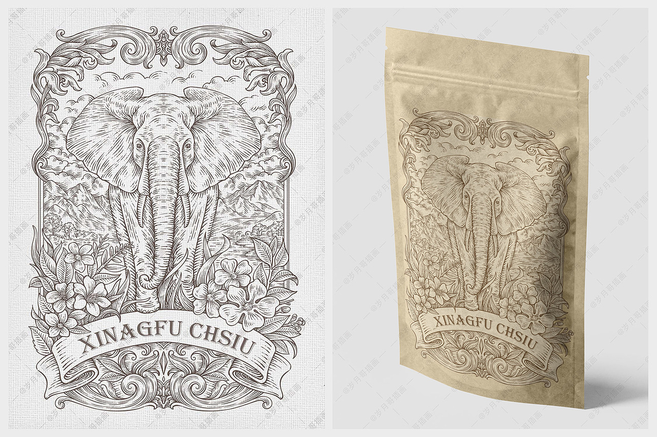 插画线稿丨品牌矢量版画线性插画设计