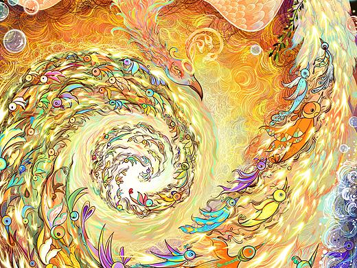 百鸟朝凤原创插画