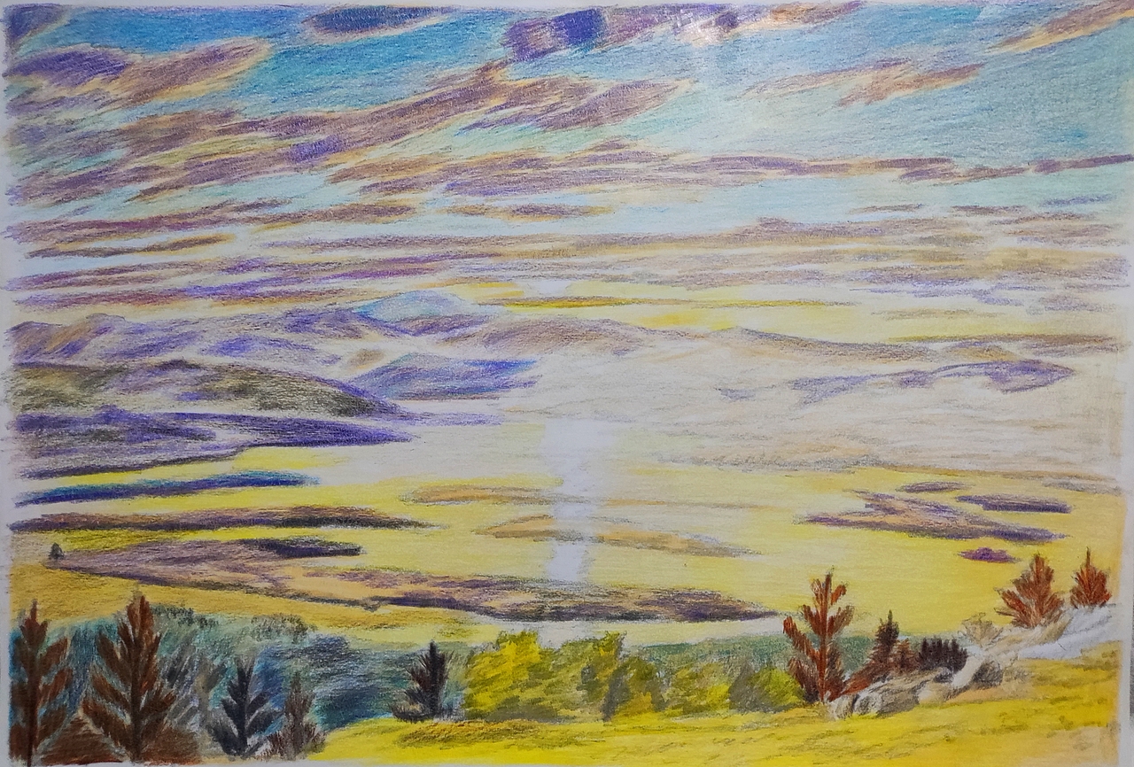 20250314｜A3手绘：晚霞下的山景（图ZMzk0NTcwNzc2） - 创作习作 - 站酷设计师汤俊文MRTJW原创素材 - 站酷ZCOOL