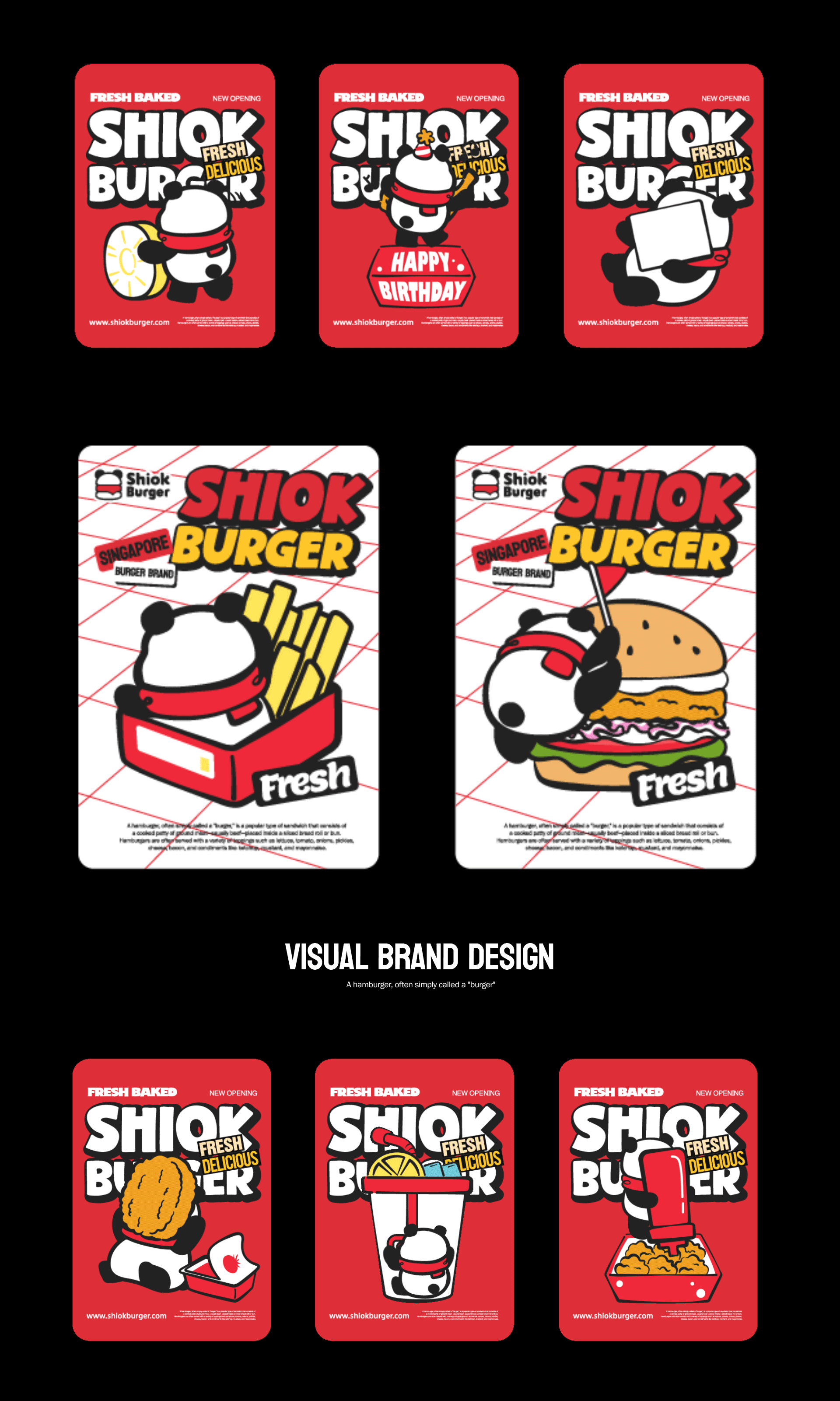 新加坡Shiok Burger新奇汉堡 餐饮熊猫IP全案设计(图ZMzk0NjMyNjg4) - IP形象 - 站酷设计师卷云品牌IP设计原创素材 - 站酷ZCOOL