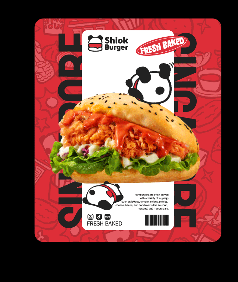 新加坡Shiok Burger新奇汉堡 餐饮熊猫IP全案设计