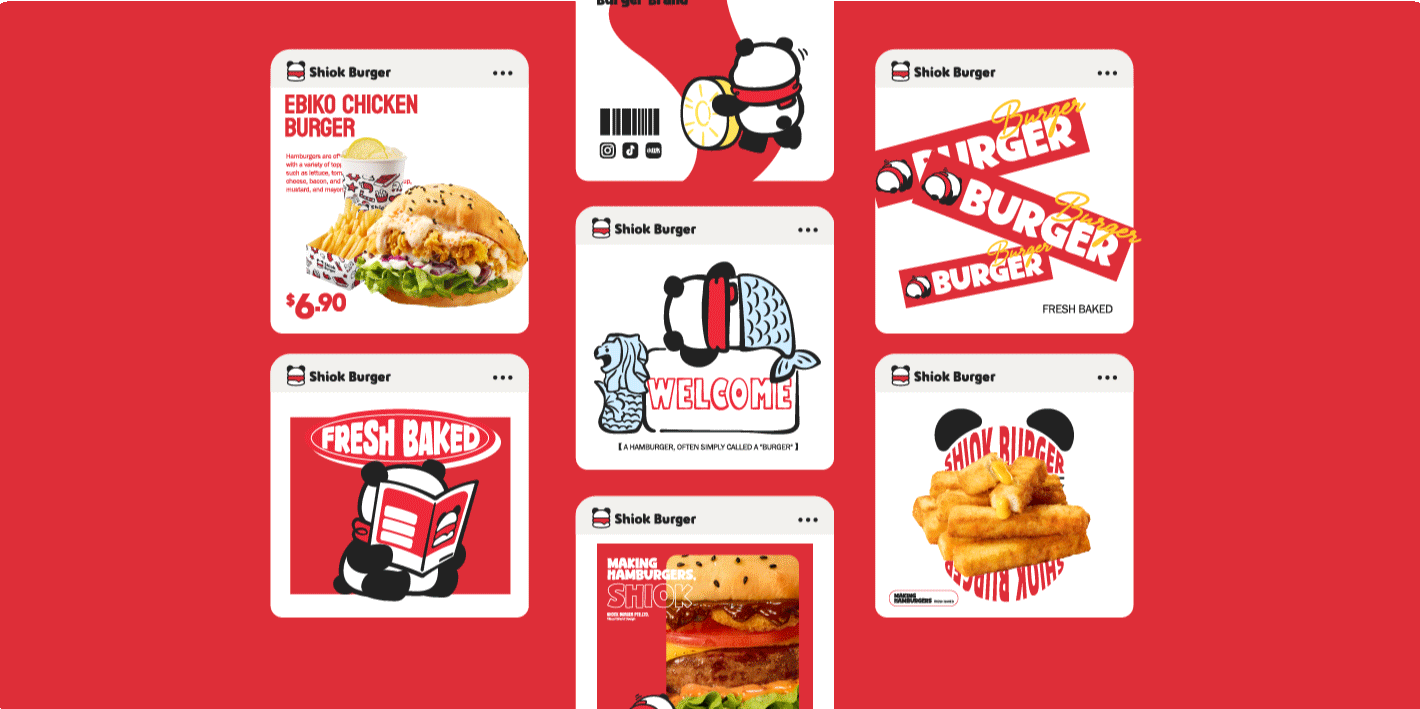 新加坡Shiok Burger新奇汉堡 餐饮熊猫IP全案设计