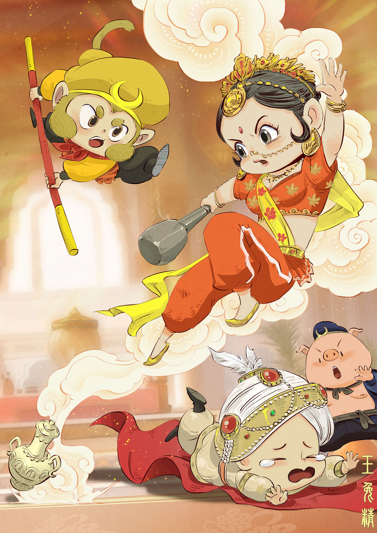 国风绘本风格西游记插画第4波（图ZMzk0NjUyNjUy） - 绘本 - 站酷设计师羽颗原创素材 - 站酷ZCOOL