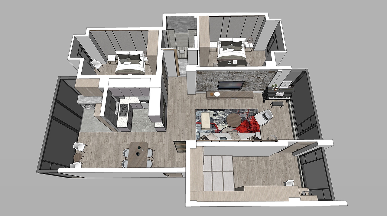 sketchup草图大师2021年为客户设计的方案表现（图ZMzk0Njg4Njky） - 家装设计 - 站酷设计师蘭州牛肉拉原创素材 - 站酷ZCOOL