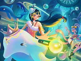 音乐主题插画在音乐的海洋中遨游