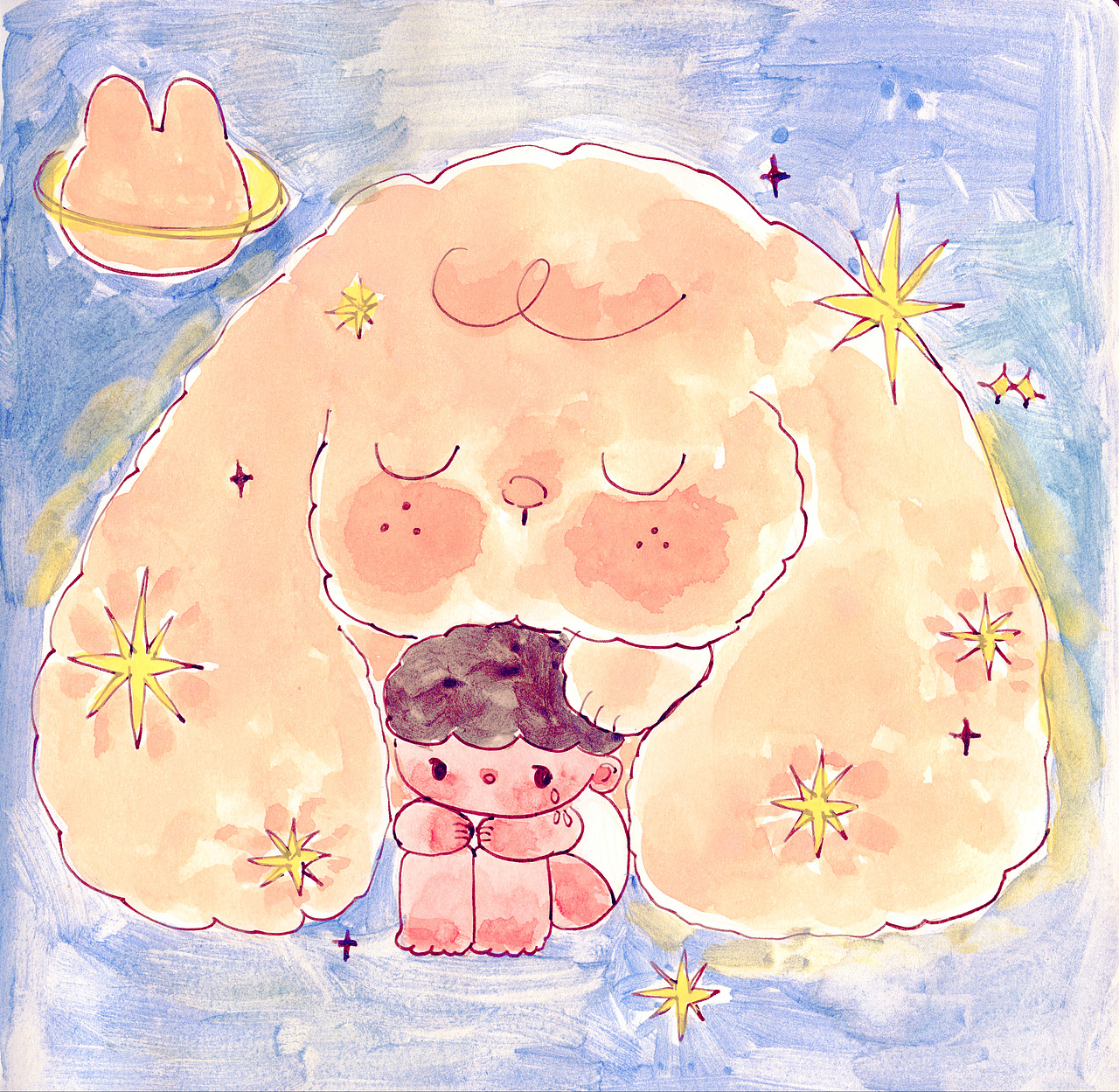 《毛球兔》水彩手绘绘本故事①（图ZMzk0NzUyODY4） - 绘本 - 站酷设计师阿萝aluo原创素材 - 站酷ZCOOL