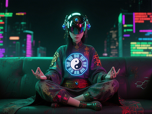 赛博朋克风格，少女