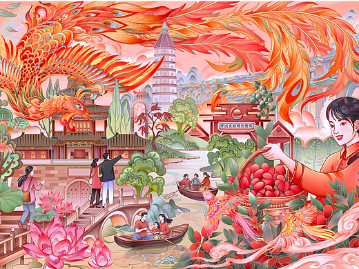 塞上湖城 | 银川主题城市插画
