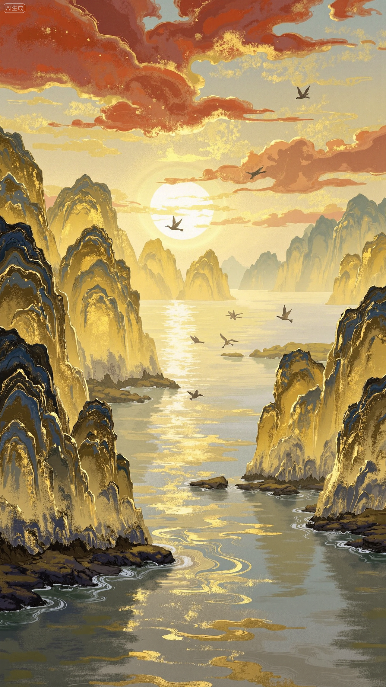 🌄「山水壁纸天花板（偷偷说）免费抱走国风神图」（图ZMzk0ODQ5MTg4） - AI作品 - 站酷设计师星星炸毛企鹅原创素材 - 站酷ZCOOL