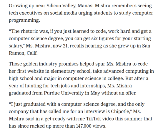 美国程序员失业率创纪录：17万本科生难就业，AI抢饭碗！