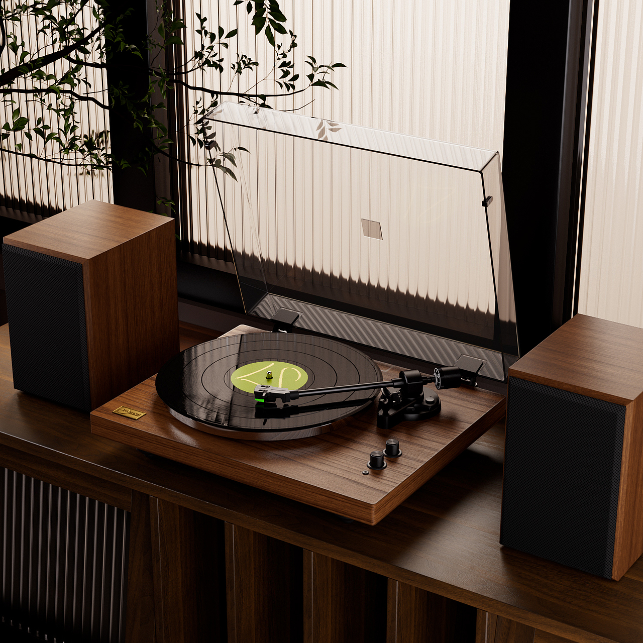 渲染 黑胶唱片机