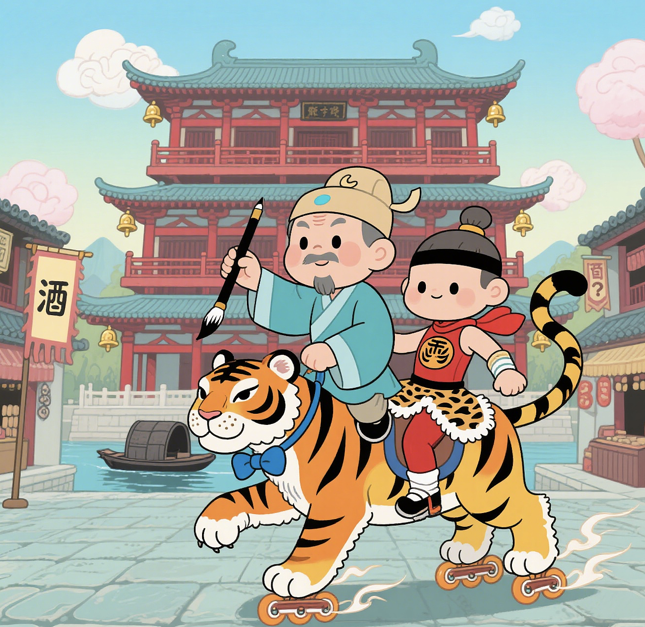 武松联手张择端打虎（图ZMzk0ODc2Mzg4） - 宣传物料 - 站酷设计师张大胆子小原创素材 - 站酷ZCOOL