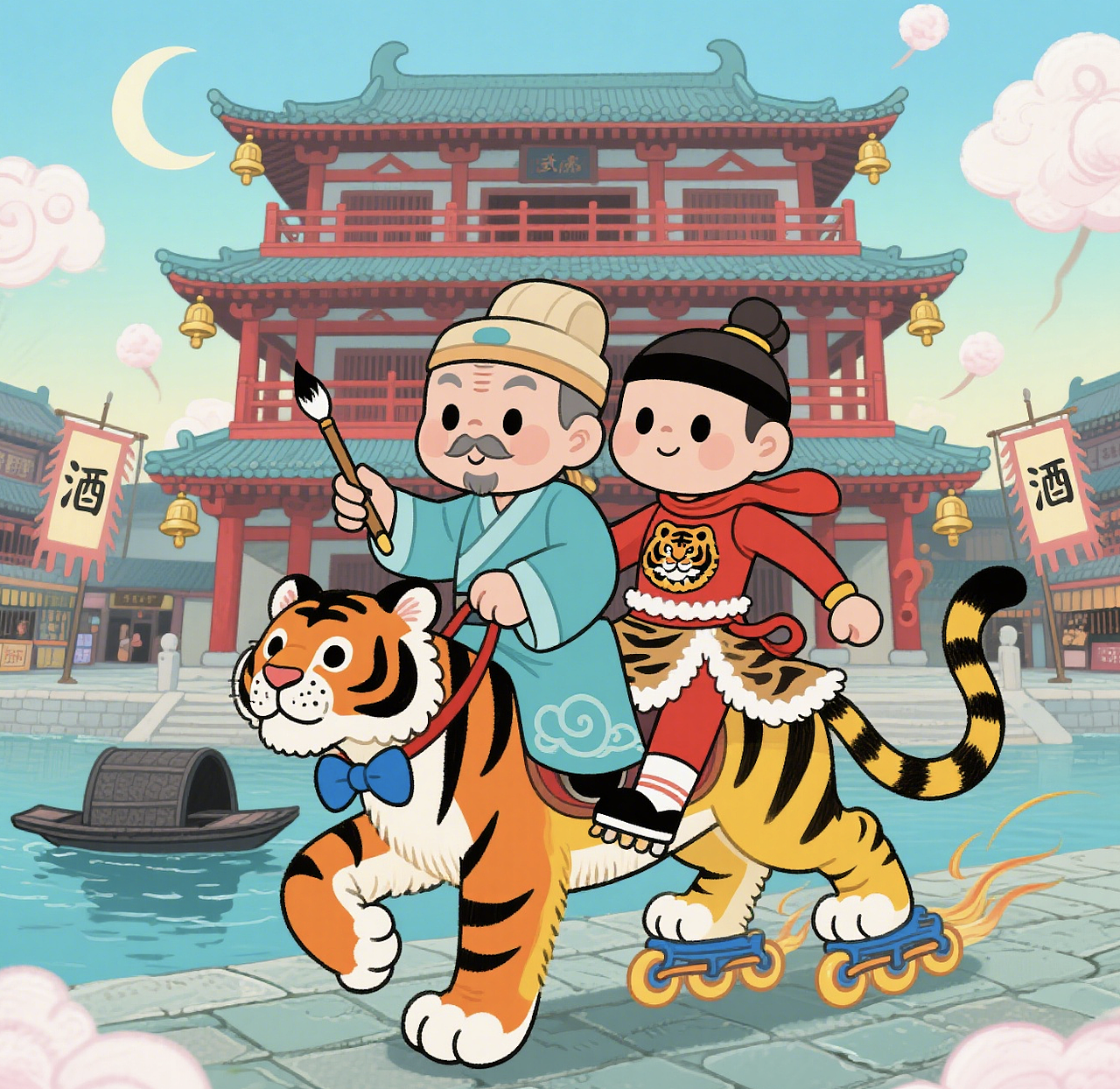 武松联手张择端打虎（图ZMzk0ODc2Mzky） - 宣传物料 - 站酷设计师张大胆子小原创素材 - 站酷ZCOOL