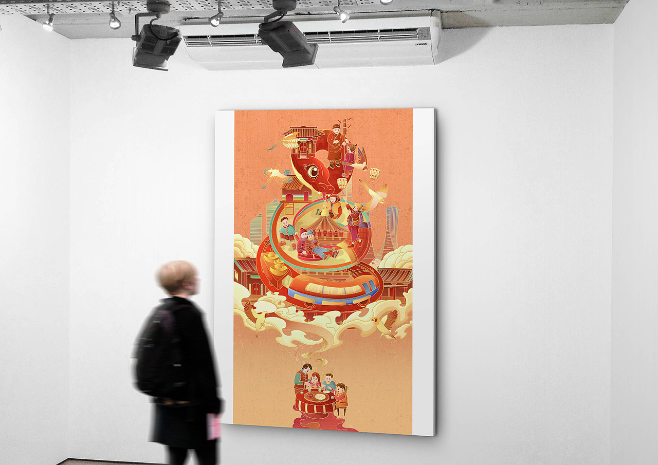 国潮插画-蛇年·杭州
