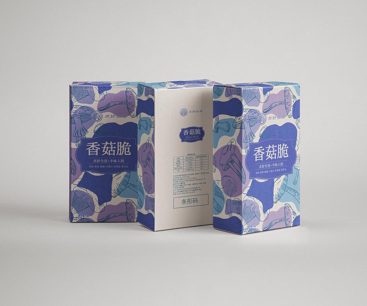 香菇脆零食小吃外盒瓶装标签贴包装设计