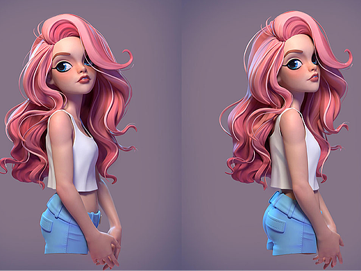ZBrush-风格化少女角色模型制作教程。zbrush角色雕刻