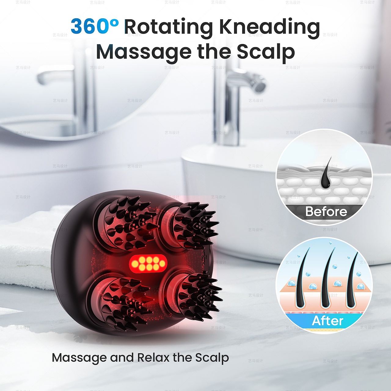 美容与个护 头皮按摩器-Amazon亚马逊主副图A+设计案例