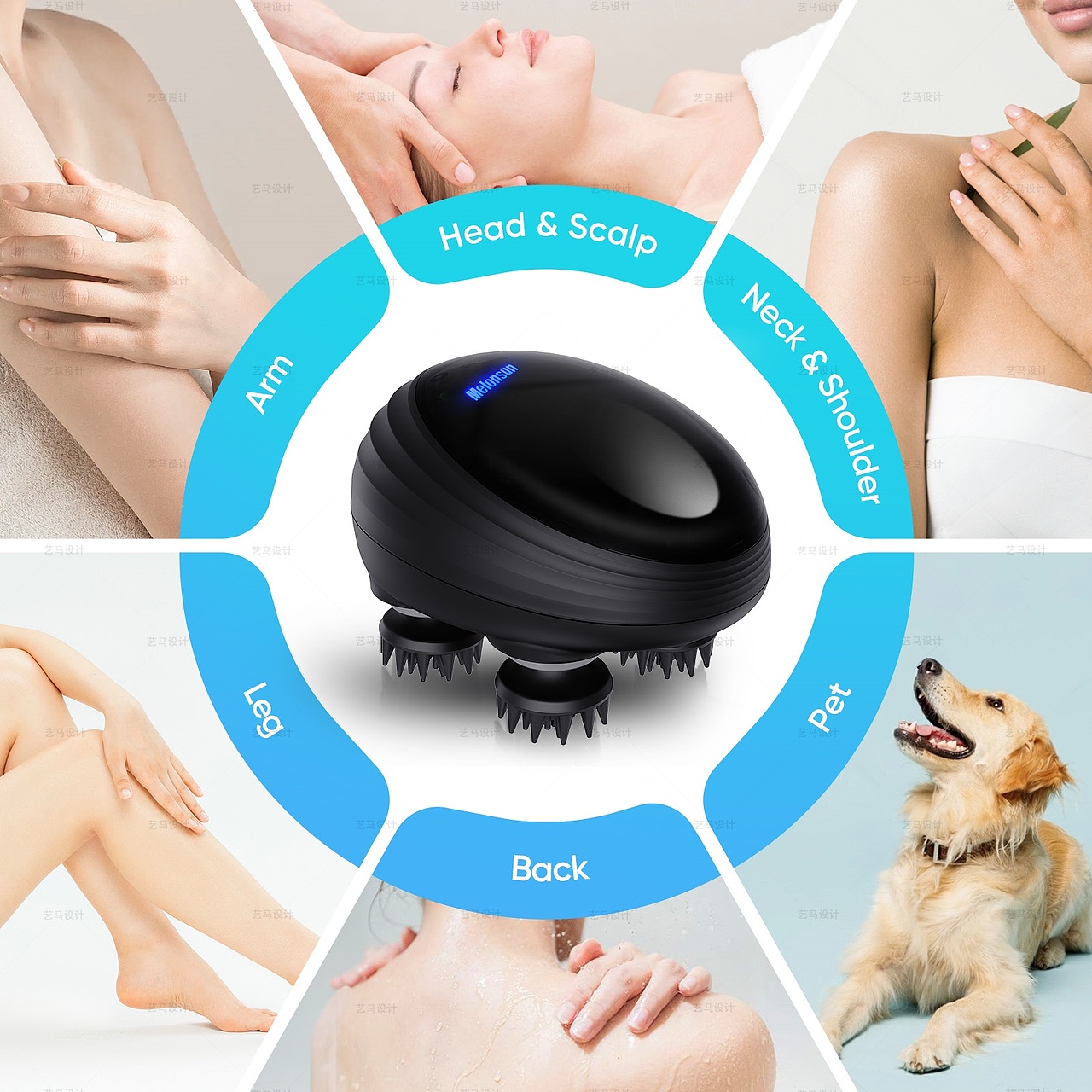 美容与个护 头皮按摩器-Amazon亚马逊主副图A+设计案例