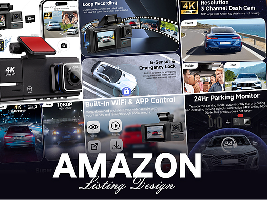 行车记录仪 汽车配件-Amazon亚马逊主副图A+设计案例