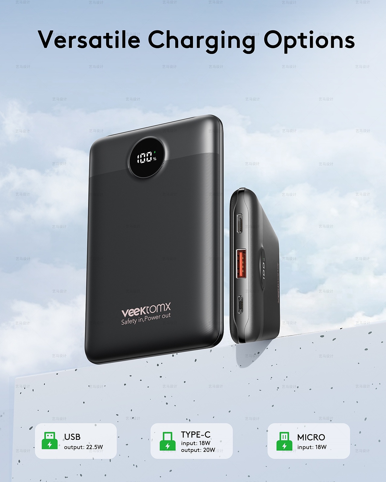 数码电子产品 充电宝-Amazon亚马逊主副图A+设计案例