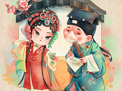 《戏说昆曲》折子戏系列插画