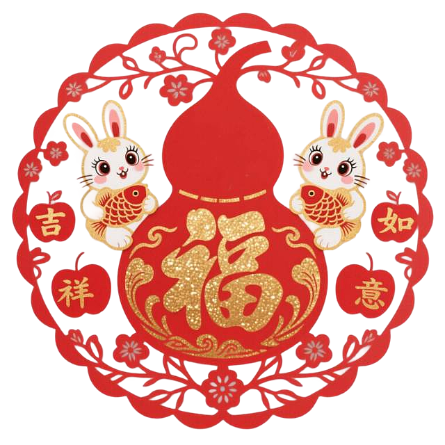 超可爱十二生肖动物贴纸窗花新年装饰图案设计福字贴