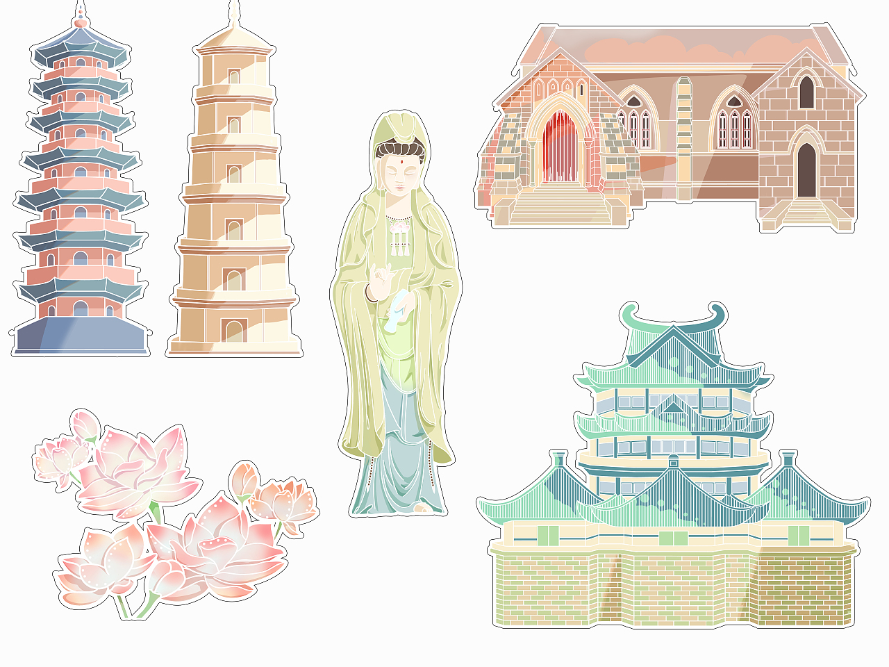 蓉城古韵·福州胜地（图ZMzk1MDQxNjgw） - 商业插画 - 站酷设计师阿甦妹妹原创素材 - 站酷ZCOOL