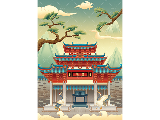 文创插画—佛山祖庙