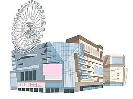 一组矢量图建筑插画