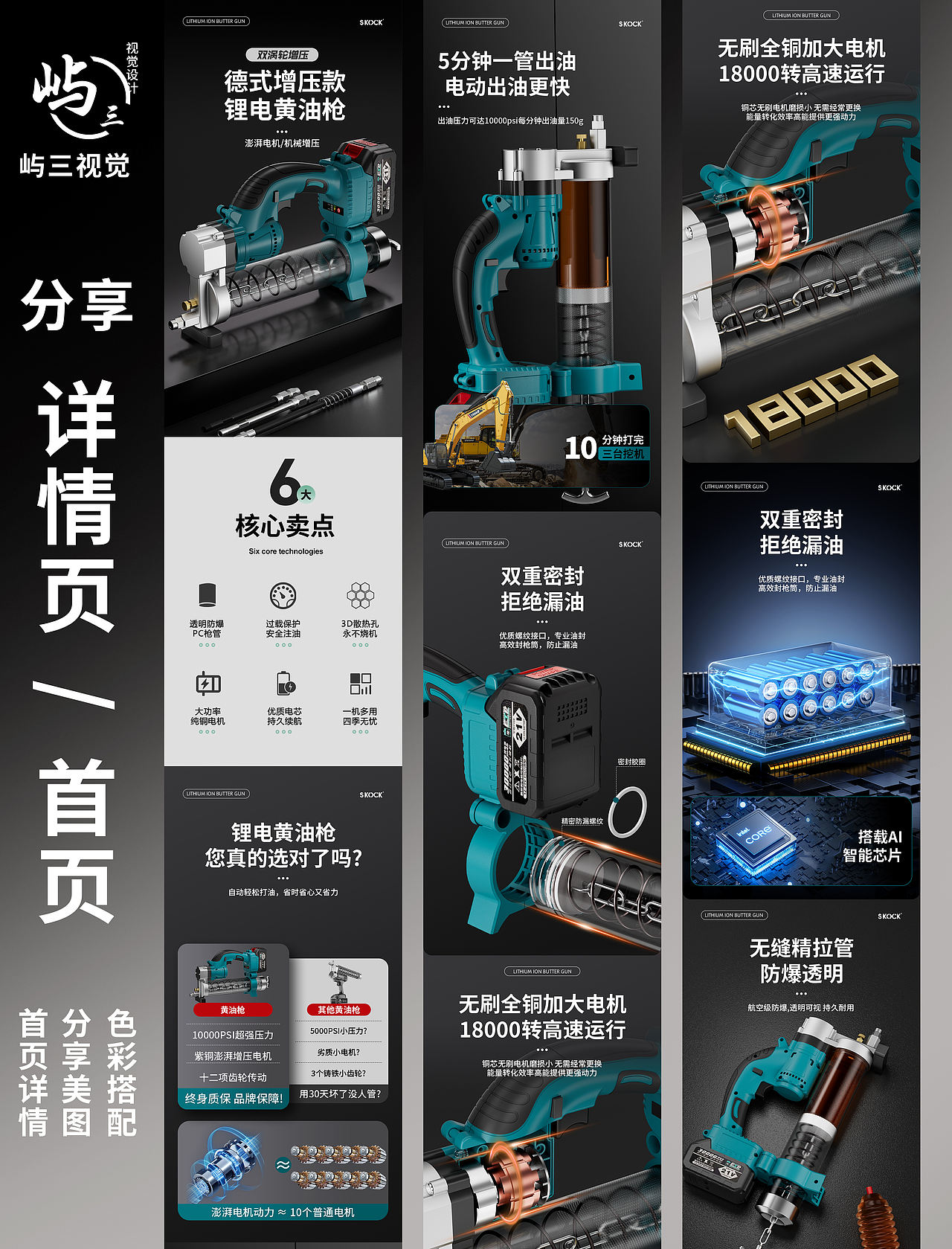 详情页设计详情页案例分享-黄油枪（图ZMzk1MDgwMDQw） - 电商 - 站酷设计师屿三视觉设计原创素材 - 站酷ZCOOL