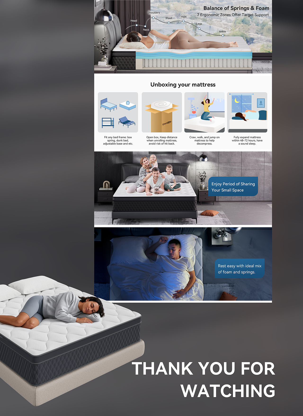 亚马逊床垫渲染主副图/A+ 深色室内场景渲染