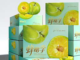 手绘写实风格蜂糖李包装设计礼盒