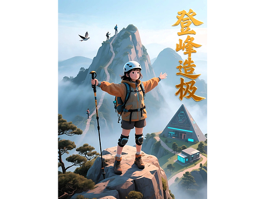 既梦AI登峰造极 插画风格 海报视频/平面海报/平面设计