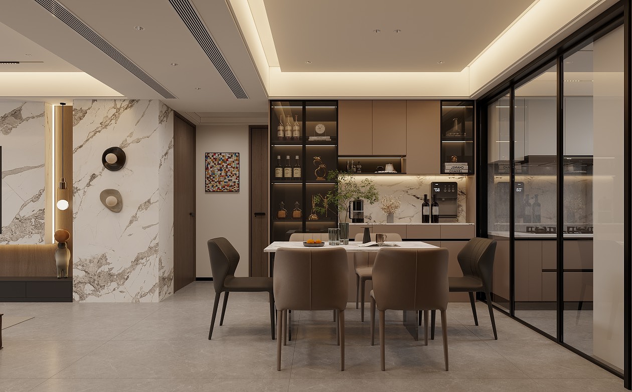 现代简约客餐厅效果图表现