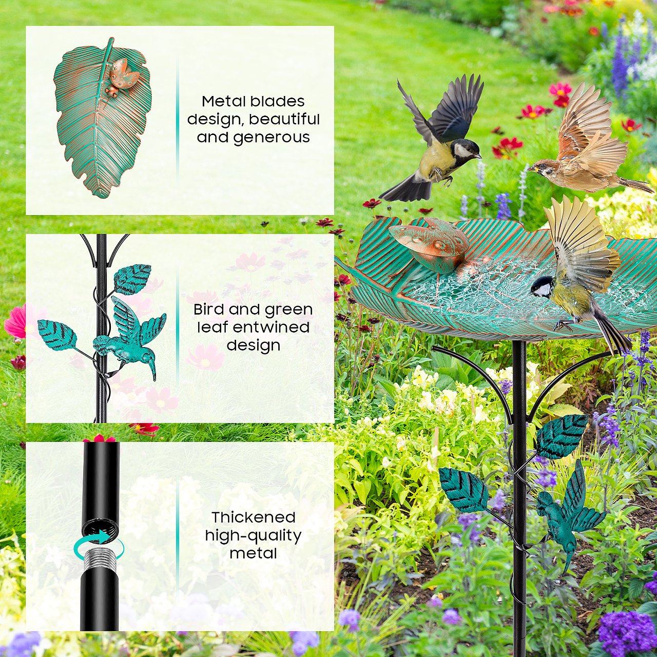 金属叶片鸟浴盆亚马逊主图