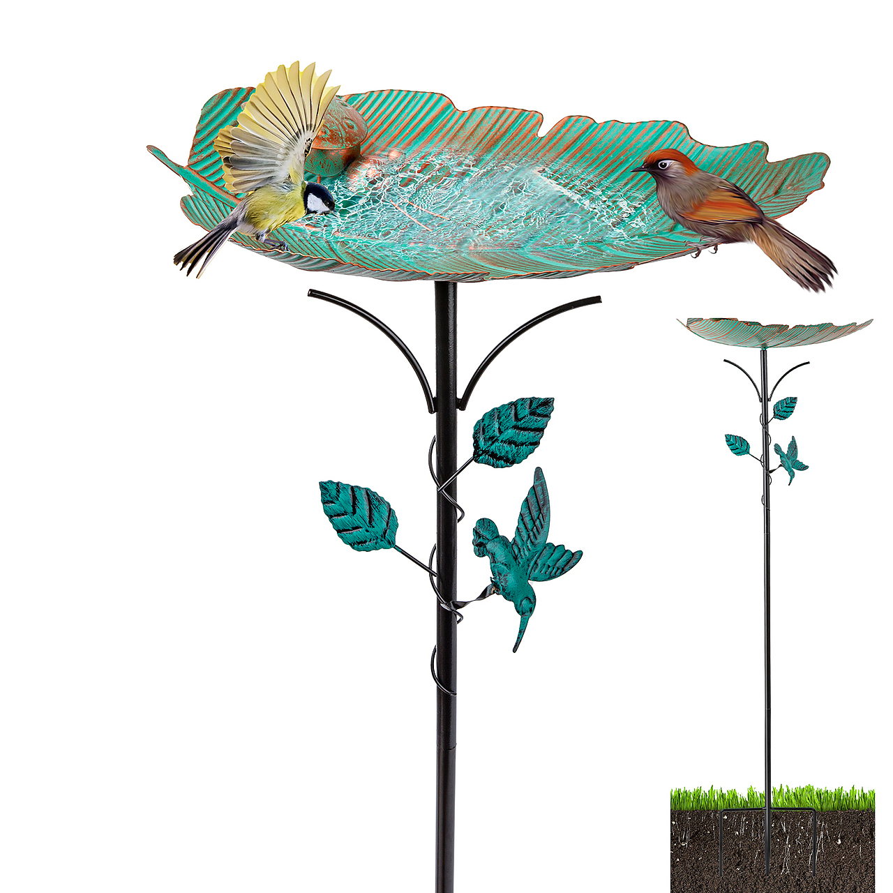 金属叶片鸟浴盆亚马逊主图