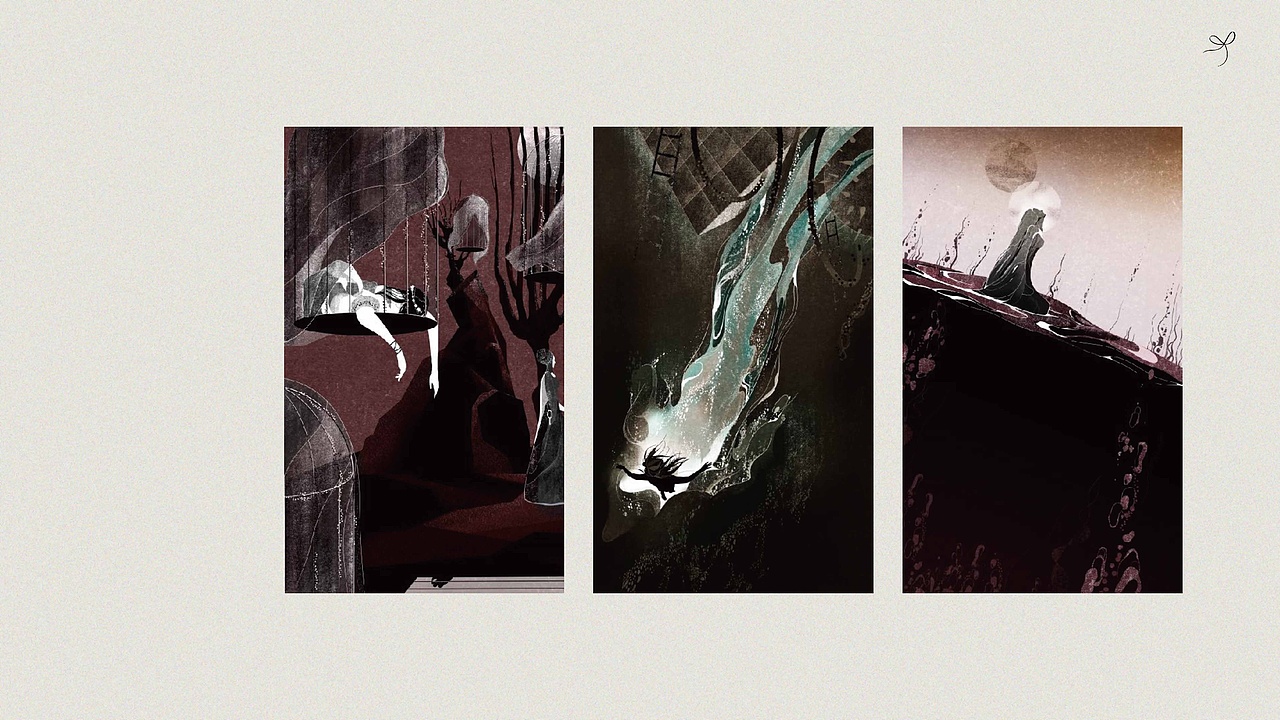 暗黑风格插图 - A Flow in River
