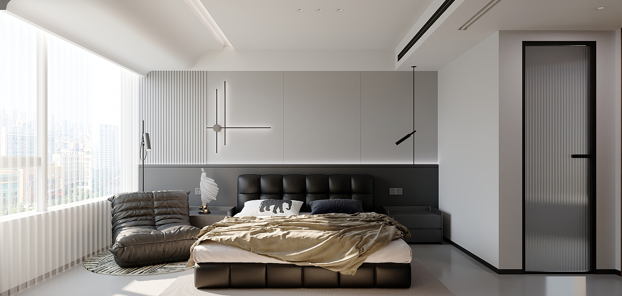 现代意式家装 客餐厅+主卧室（图ZMzk1MTg1NjIw） - 家装设计 - 站酷设计师肆號原创素材 - 站酷ZCOOL