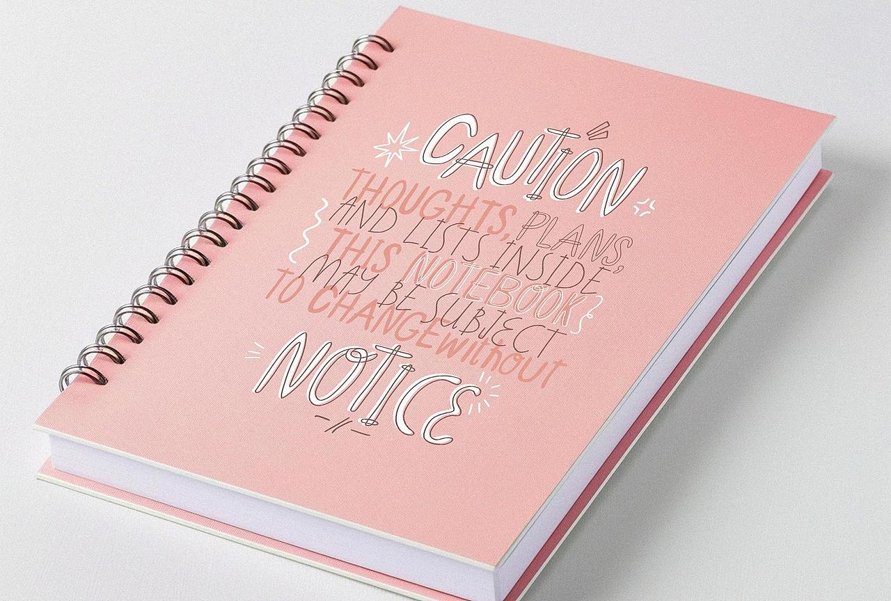 3款趣味可爱手稿草图笔记涂鸦封面标语手写英文字体