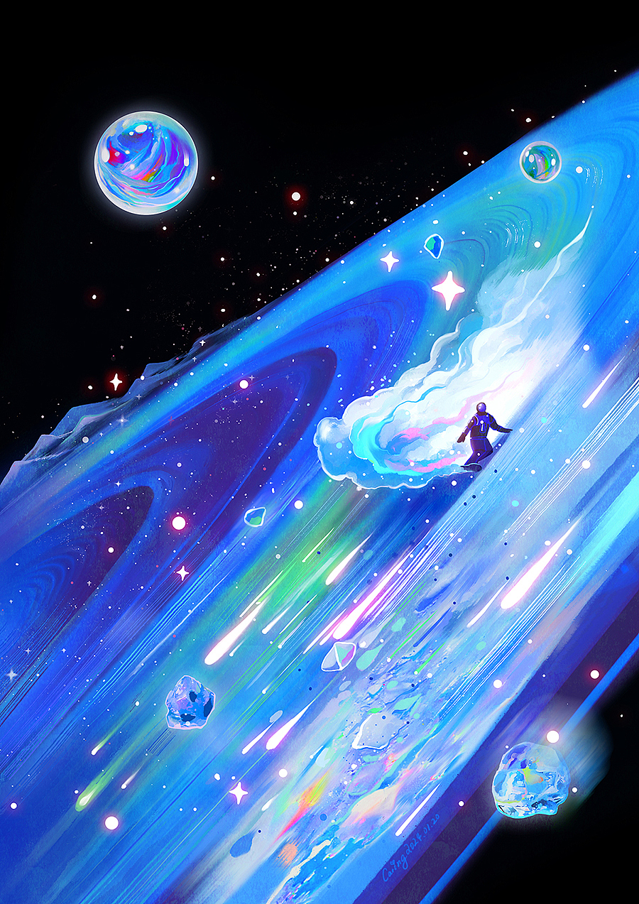 《孤独的宇航员》插画合集（图ZMzk1MjQ4MDIw） - 艺术插画 - 站酷设计师CaringWong原创素材 - 站酷ZCOOL