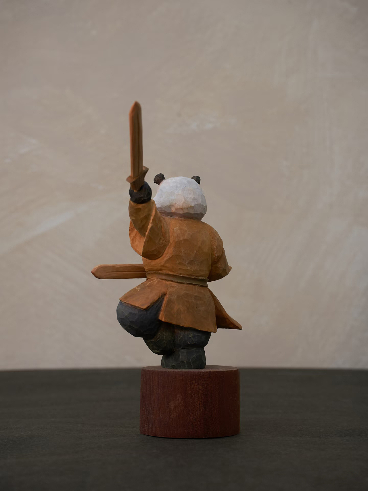 原创木雕|昆仑两仪熊猫