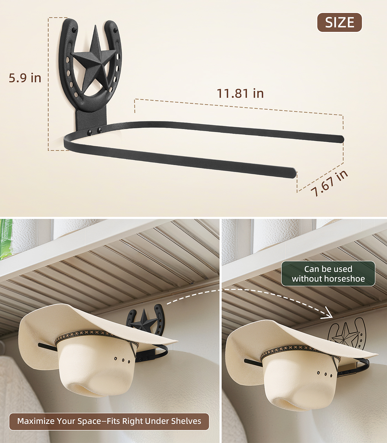 亚马逊︱马蹄牛仔帽墙壁收纳架