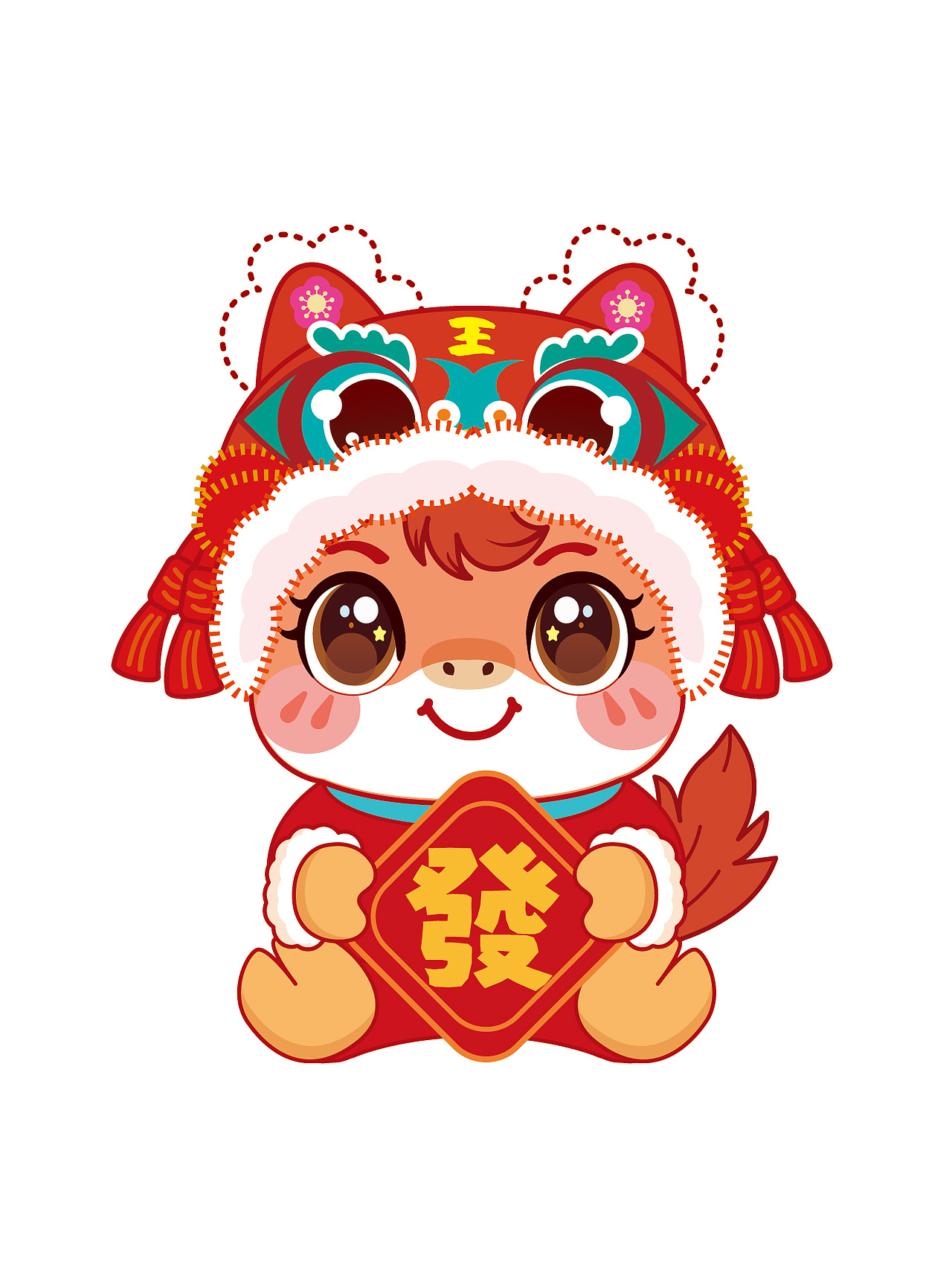 快乐小马IP卡通形象插画生肖IP带护头帽的小马驹