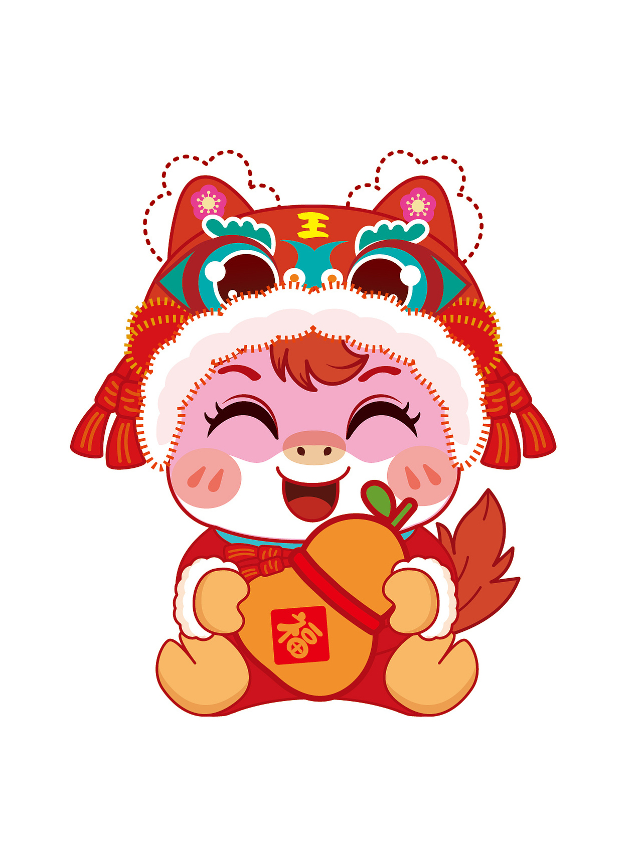 快乐小马IP卡通形象插画生肖IP带护头帽的小马驹