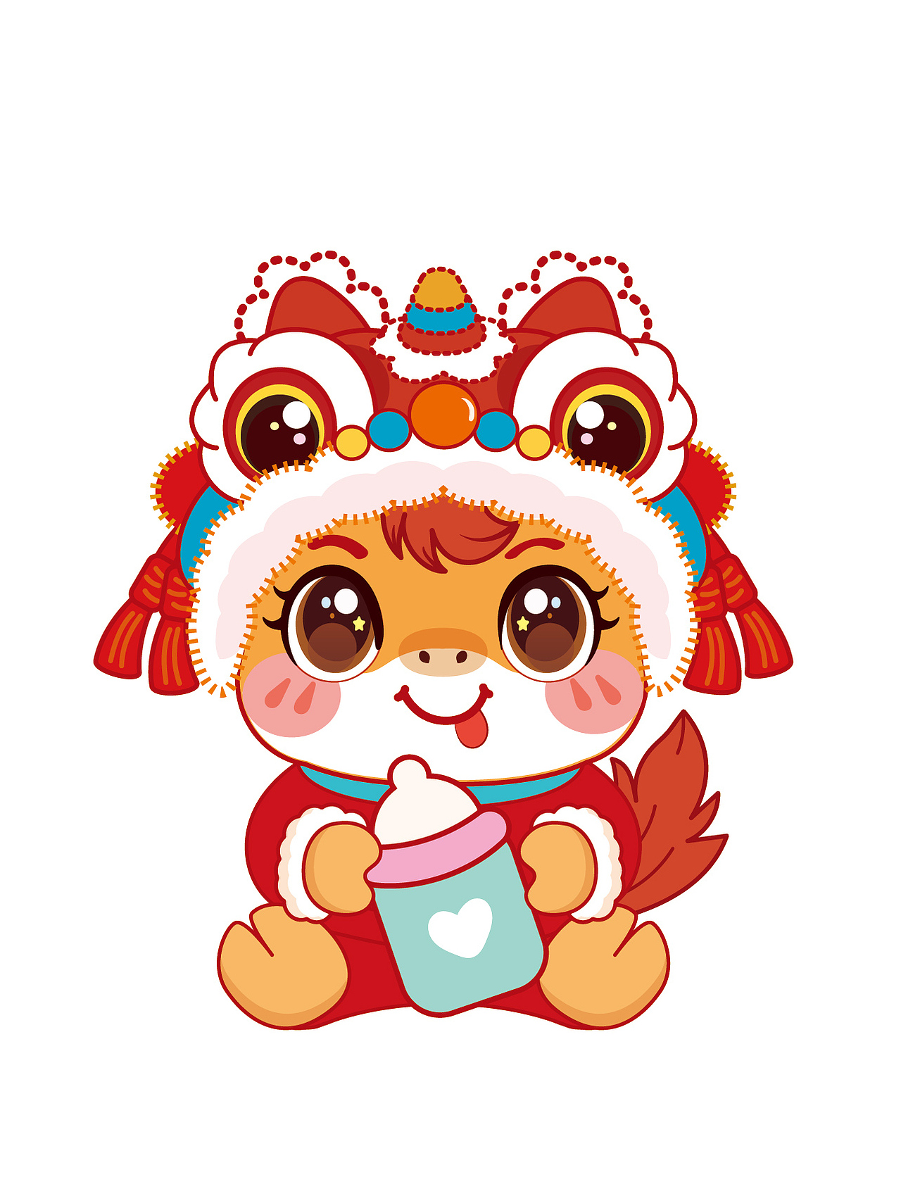 快乐小马IP卡通形象插画生肖IP带护头帽的小马驹