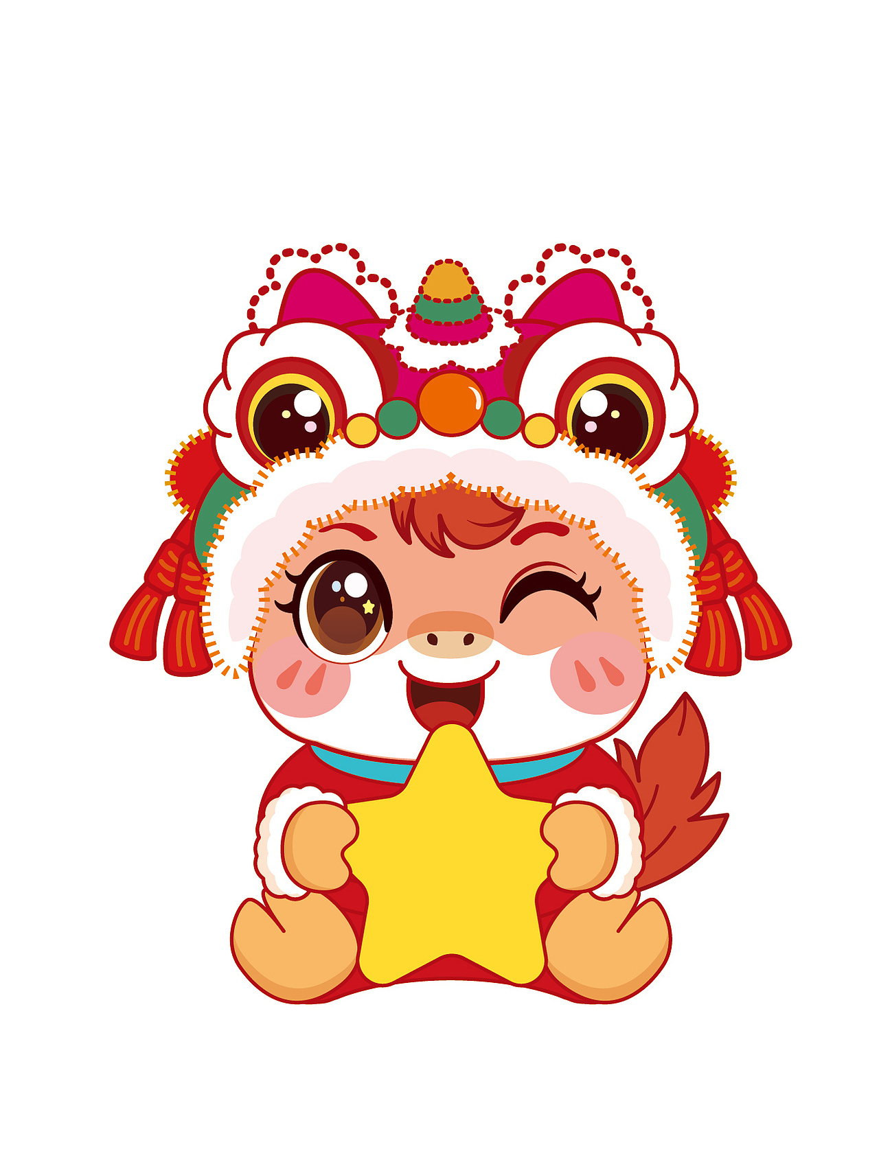 快乐小马IP卡通形象插画生肖IP带护头帽的小马驹