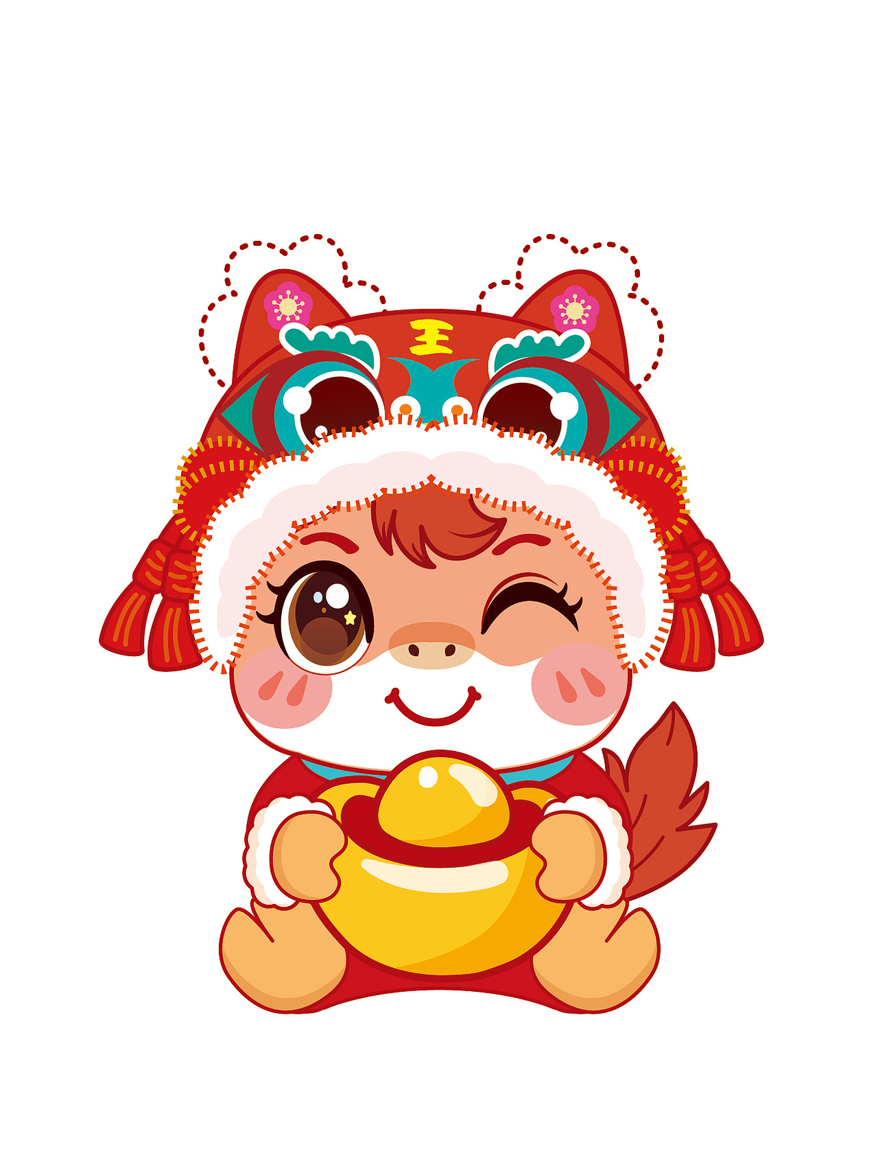 快乐小马IP卡通形象插画生肖IP带护头帽的小马驹