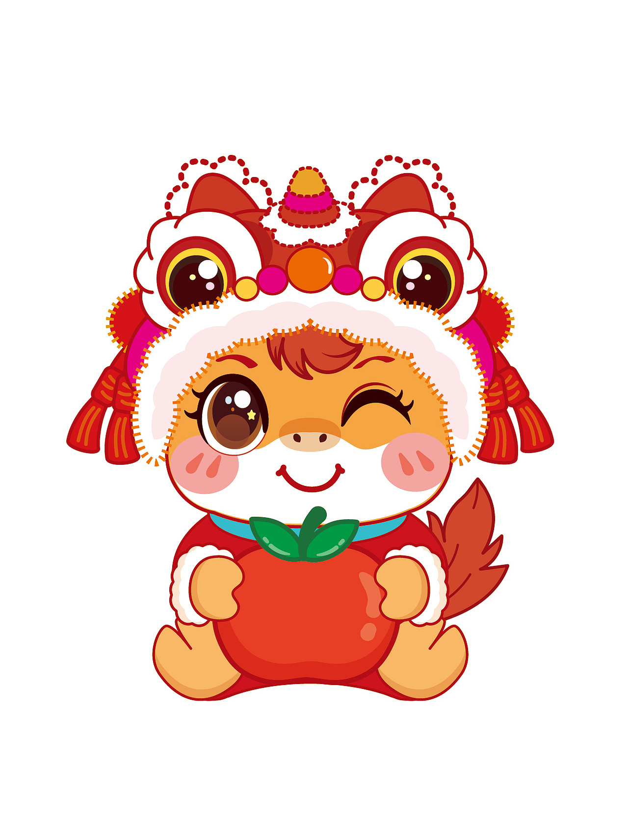 快乐小马IP卡通形象插画生肖IP带护头帽的小马驹