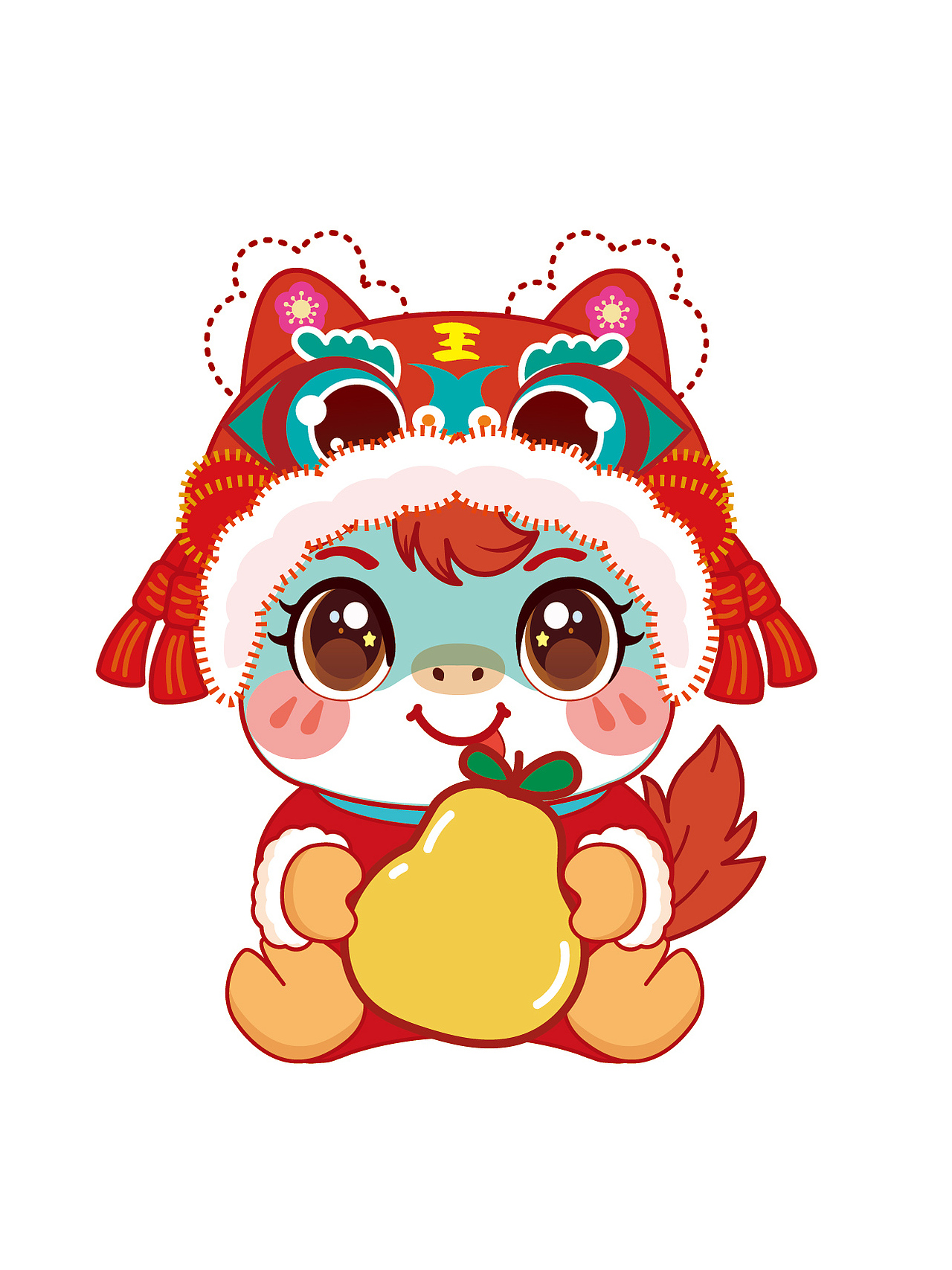 快乐小马IP卡通形象插画生肖IP带护头帽的小马驹